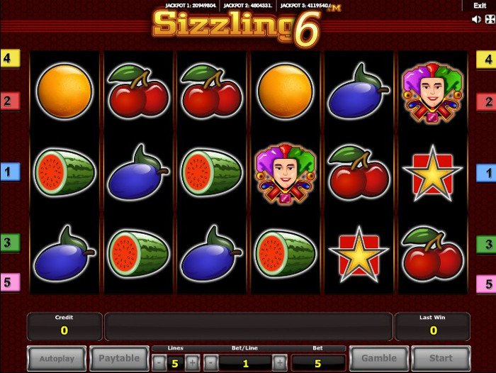 Автомат Sizzling 6 в казино vulkangrand