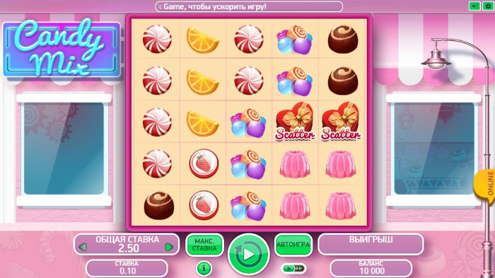 Автомат Candy Mix в казино 12v.ulkan